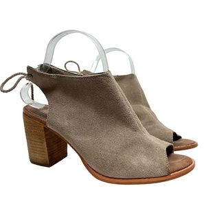 Toms Taupe Suede Open-Toe Block Heel Sandals